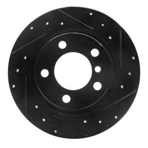 Mini Cooper Countryman Brake Rotor (1) - Rear Right - R1 Concepts - Drilled & Slotted - Black - `13-`16